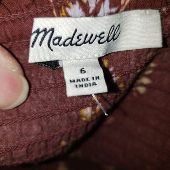 Madewell Lucie Smocked Square Neck Peplum Floral Blouse Size 6 New - Picture 8 of 9